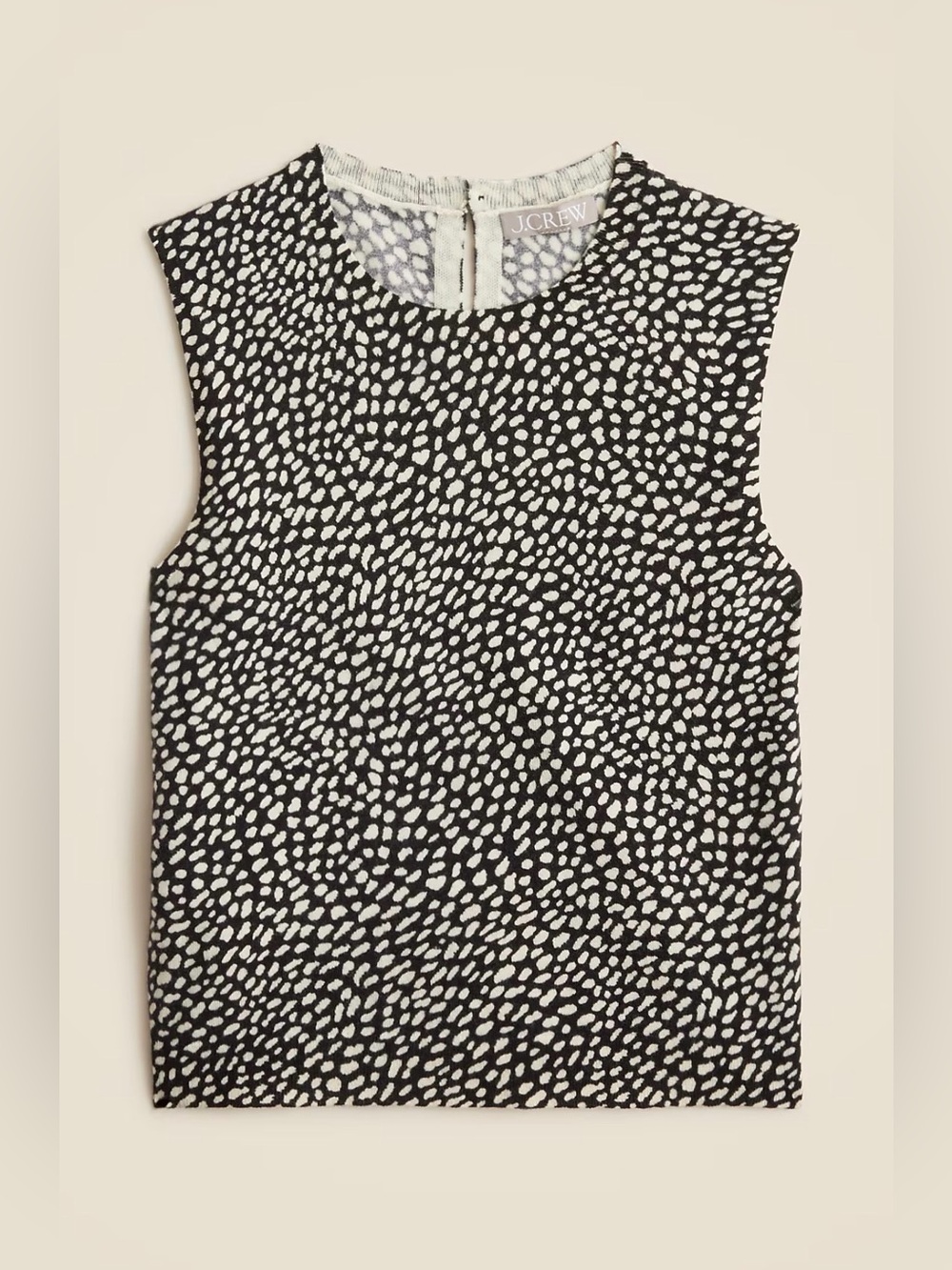 J. Crew Featherweight cashmere cropped sweater shell in spot print